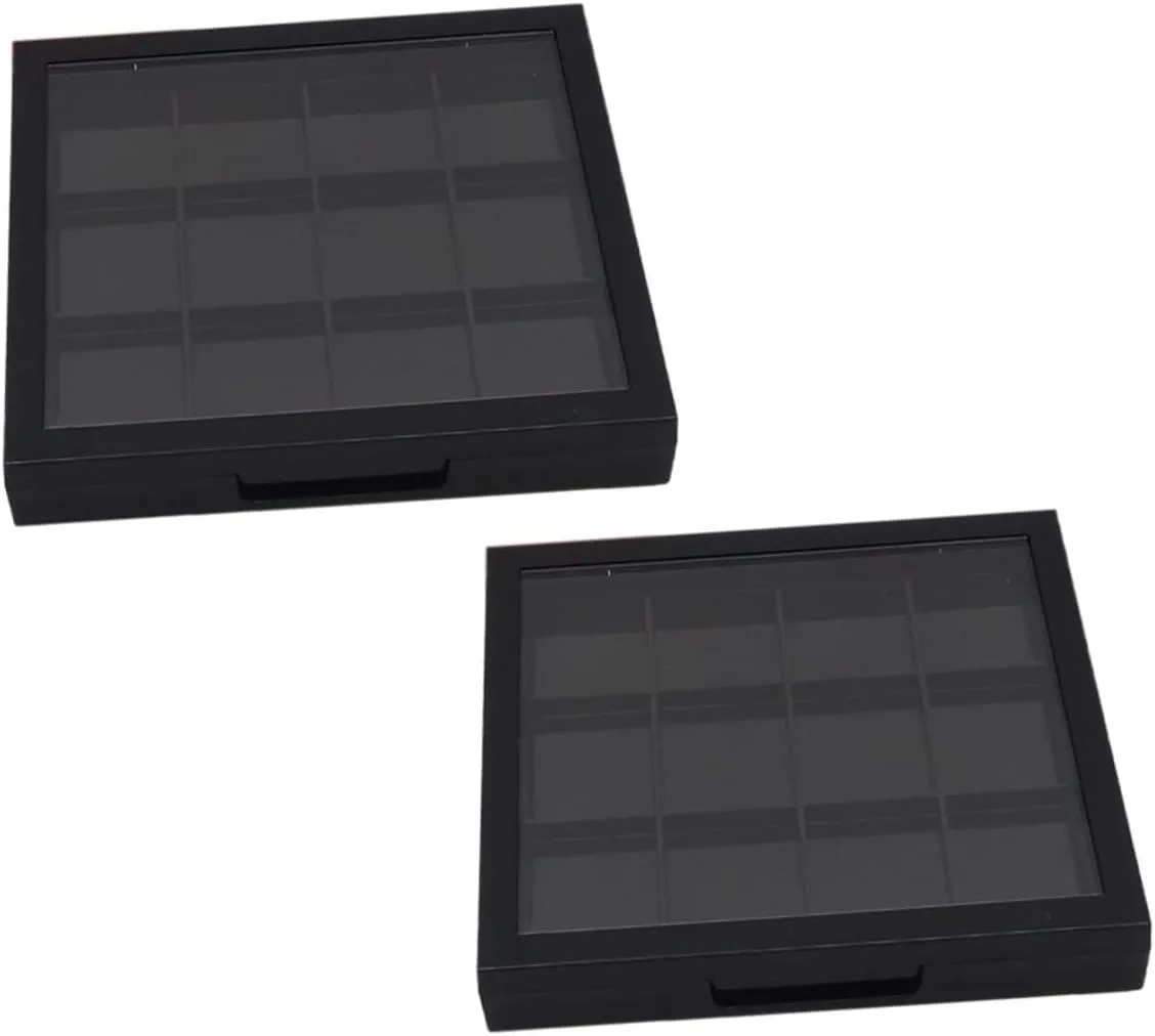 1set Empty Eyeshadow Case Portable Cosmetics Storage Box with Multi Grid Compartments for Lipstick Eyeshadow and Loose Powder Organization 2pcs