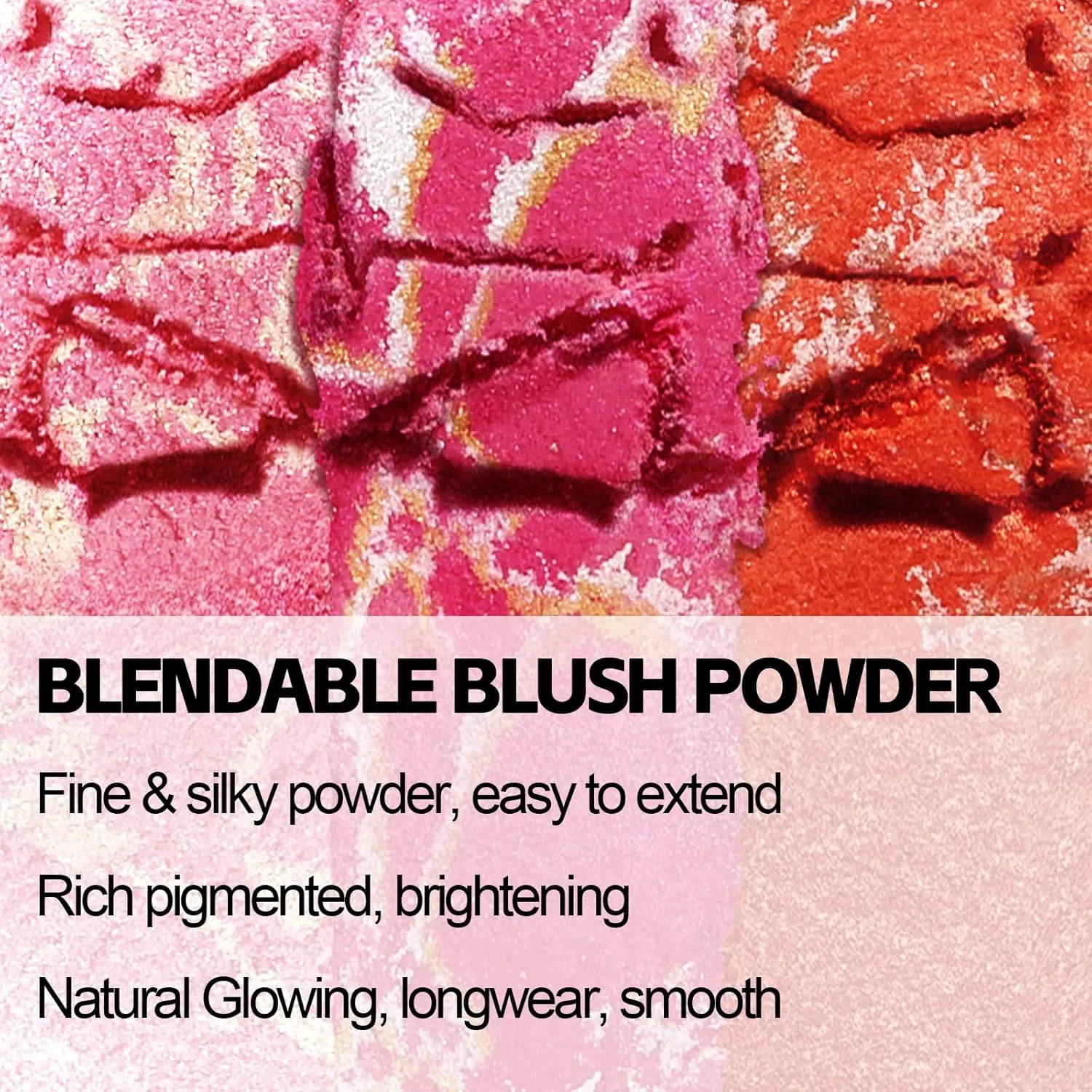 Boobeen Baked Powder Blush, Highlighting Pressed Blush Face Blushes Highlighter Finishing Powder Makeup, Natural Flush Tint for Cheeks, Long-wear Glow, Easily Blends