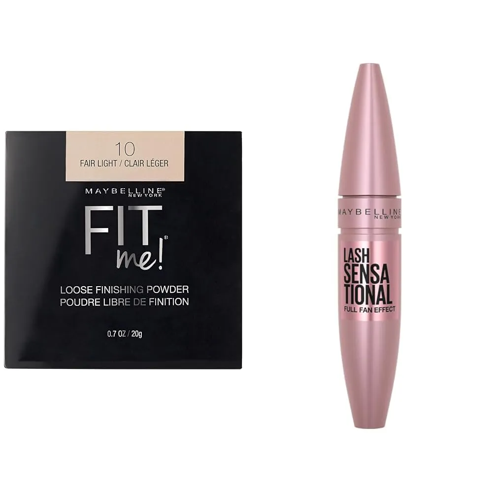 Maybelline Fit Me Loose Setting Powder, 1 Count and Lash Sensational Mascara, 1 Count