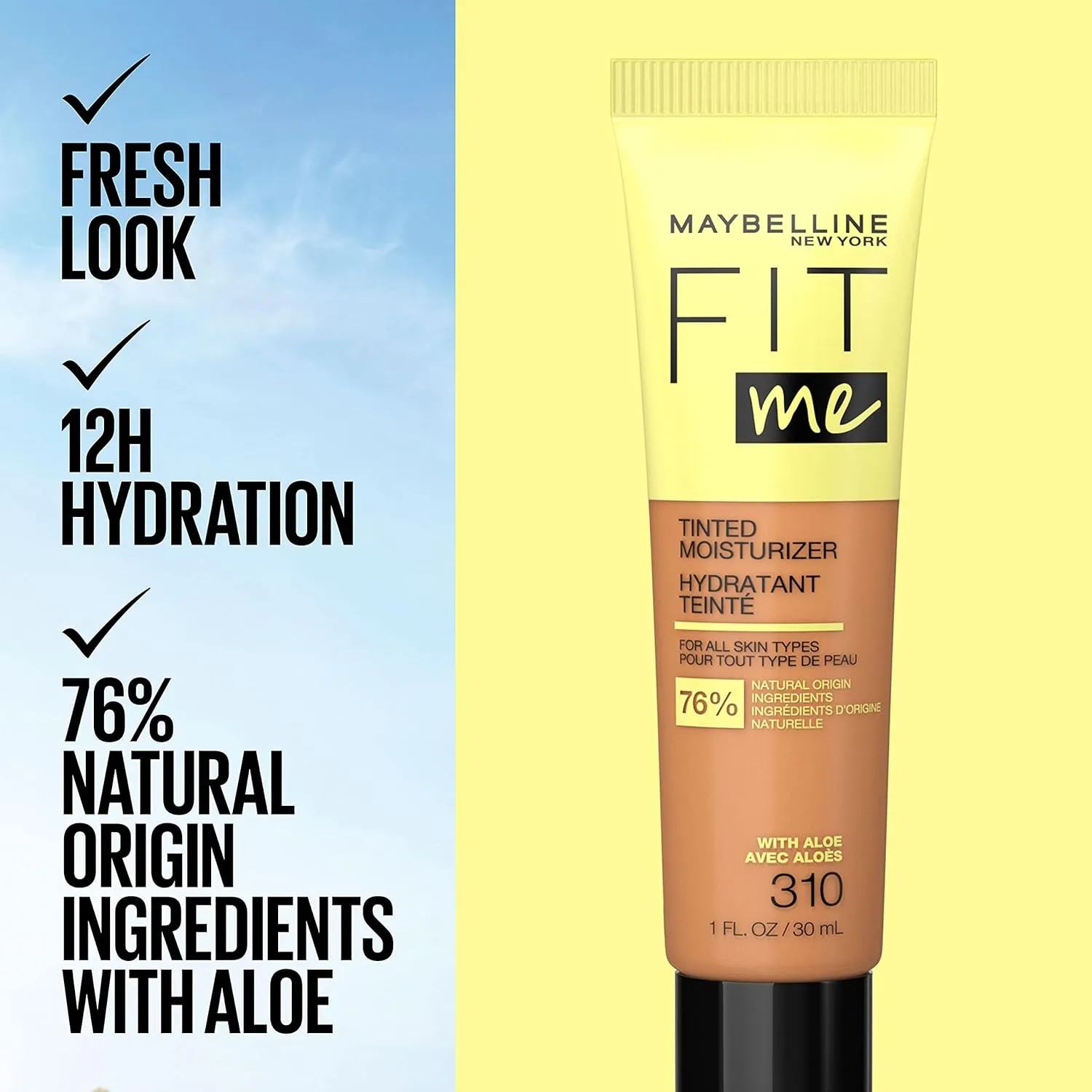 Maybelline Fit Me Tinted Moisturizer, Natural Coverage, Face Makeup, 115, 1 Count